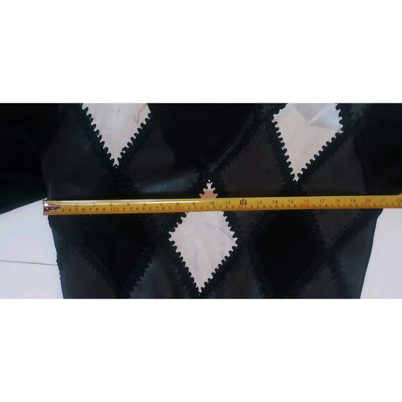 Vintage 1980's Black/White Patchwork Leather Hi-Low Dress W/Shoulder Pads - Picture 5 of 7